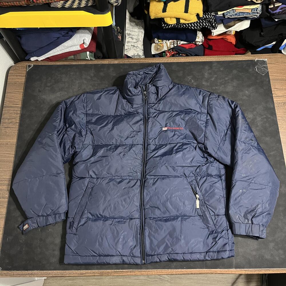 Polo Sport Ralph Lauren Sportsman Down Jacket Men Nuptse Navy Puffer Vintage 90s